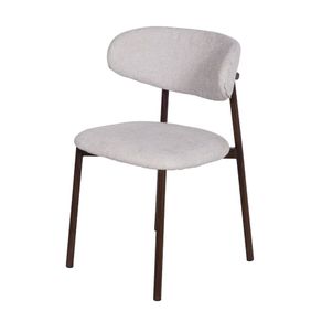 Cadeira Bela Napoli Assento Encosto Revestido Linho Cinza Estrutura Metal Pintura Madeira Escura